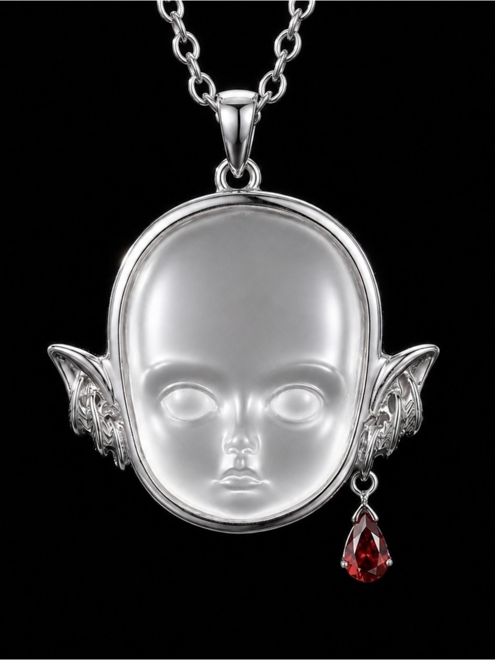 Frosted Elf~ Baby Elfin Brownie Pierced Ears Punk Oddity Whimsy Fantasy Necklace